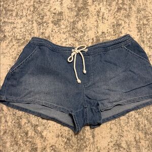 Vanilla Star Blue Jean Shorts with White Drawstring